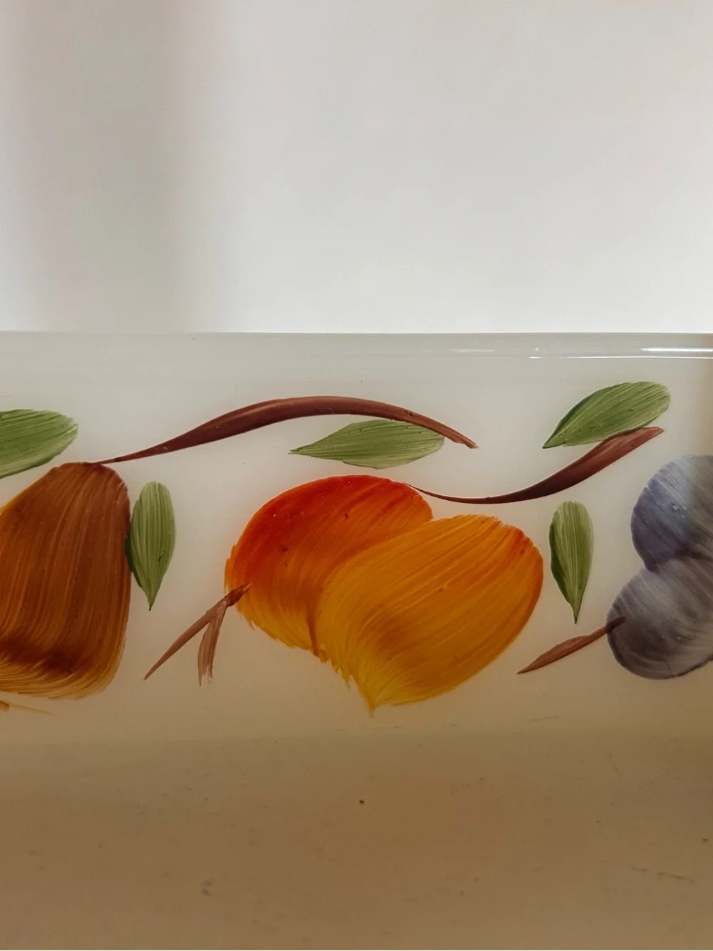 Vintage Anchor Hocking Fire King Gay Fad Fruit Design #452 Square Baking Pan 8